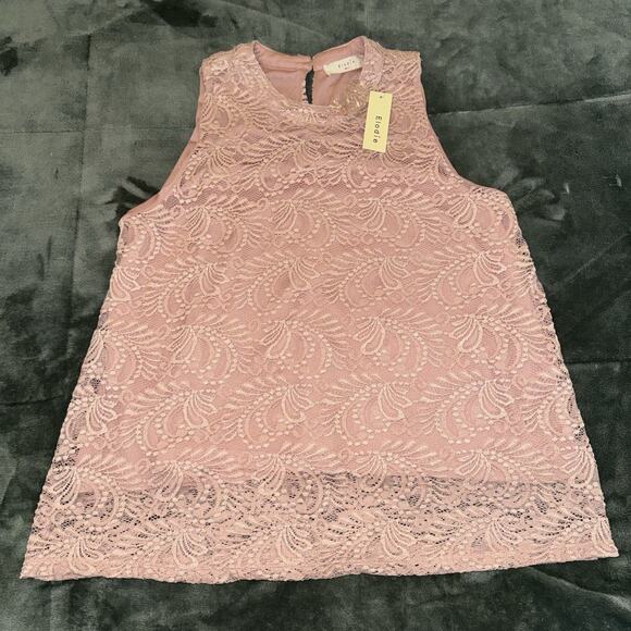 Elodie Women's Blouse Size L Sleeveless Solid Pink Mesh Layer Boho Casual NWT - Picture 8 of 8